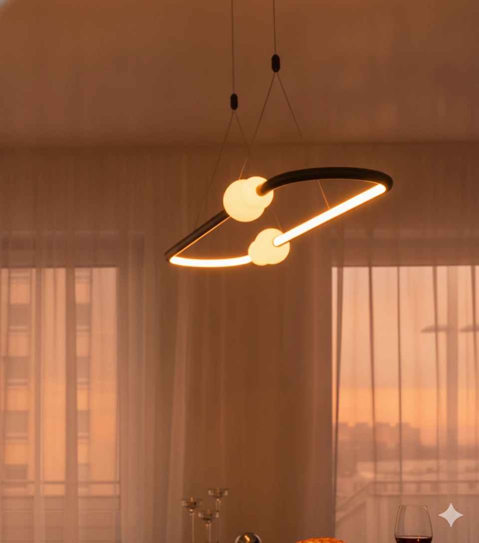 Pendant lamp Celia black and white oval