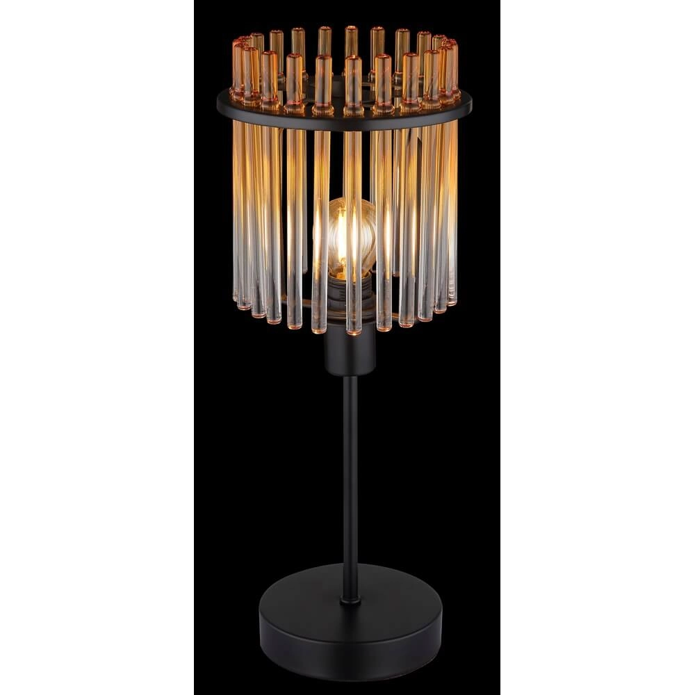 Black table lamp Gorley with amber glass Ø 15cm Globo 9007371474981