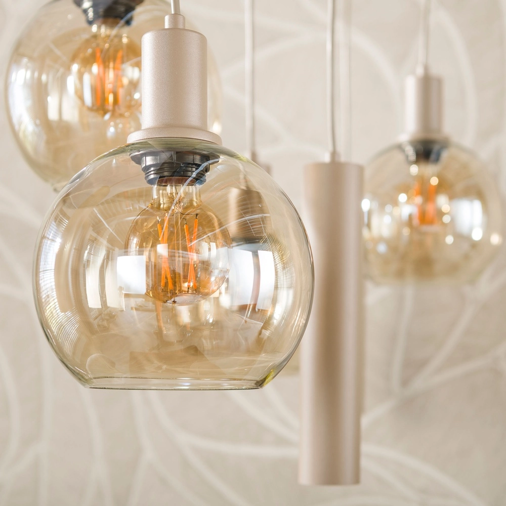 Design hanglamp Sfera 7-lichts zand bruin Lyora 8716803515161