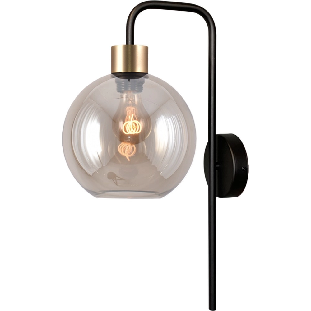 Wall lamp Lazise black with gold amber glass