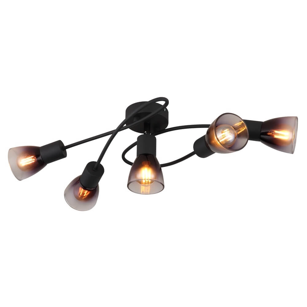 Black ceiling lamp Satella 5-light curl