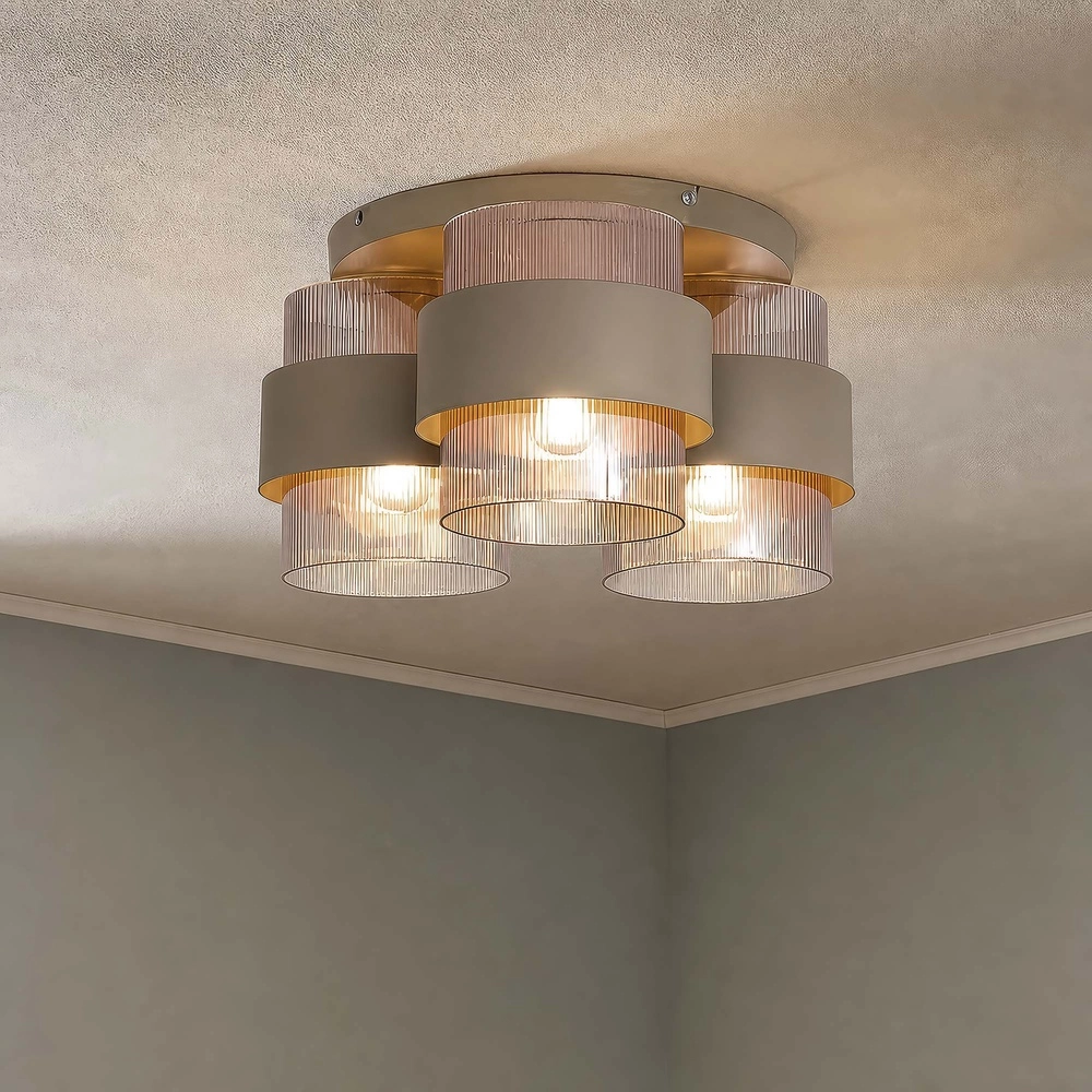 Ceiling lamp Royal 3-light sand brown