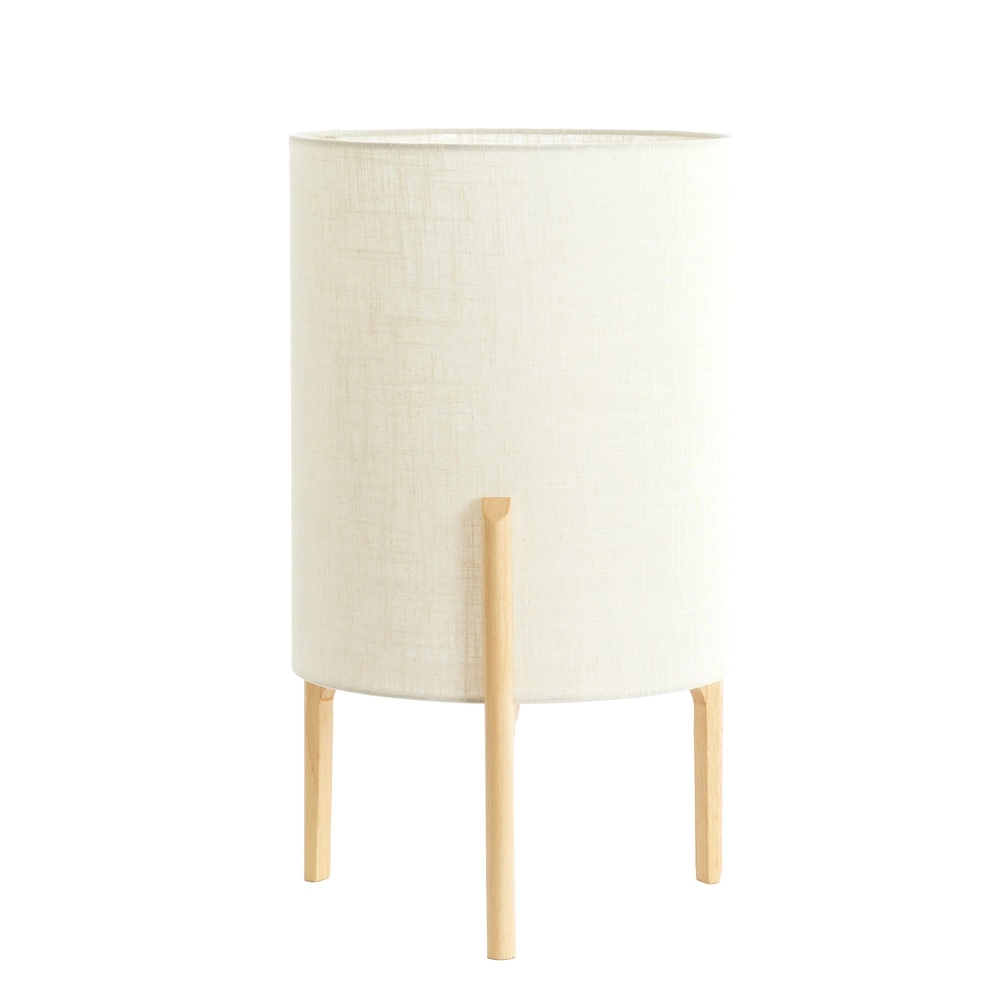 Table lamp Litto Ø 35cm - wood look with natural linen