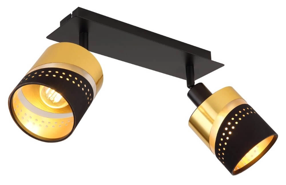 2-light ceiling spotlight Or black with gold