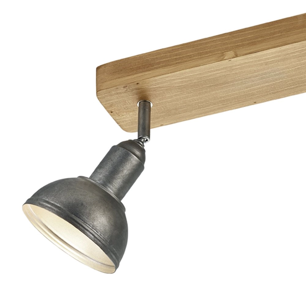 Wooden ceiling lamp Delhi 2-light spotlights antique silver Trio 4017807430202