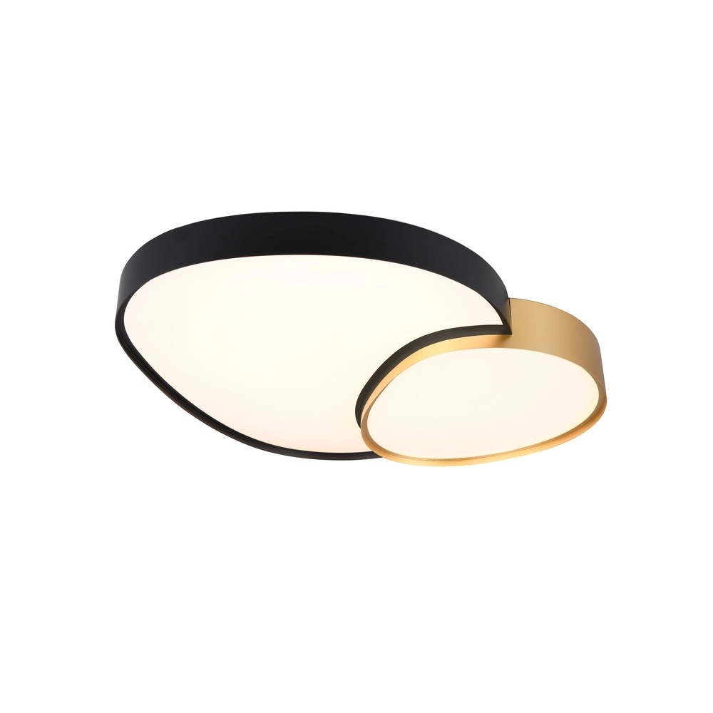 Organic ceiling light Rise 77cm black with gold