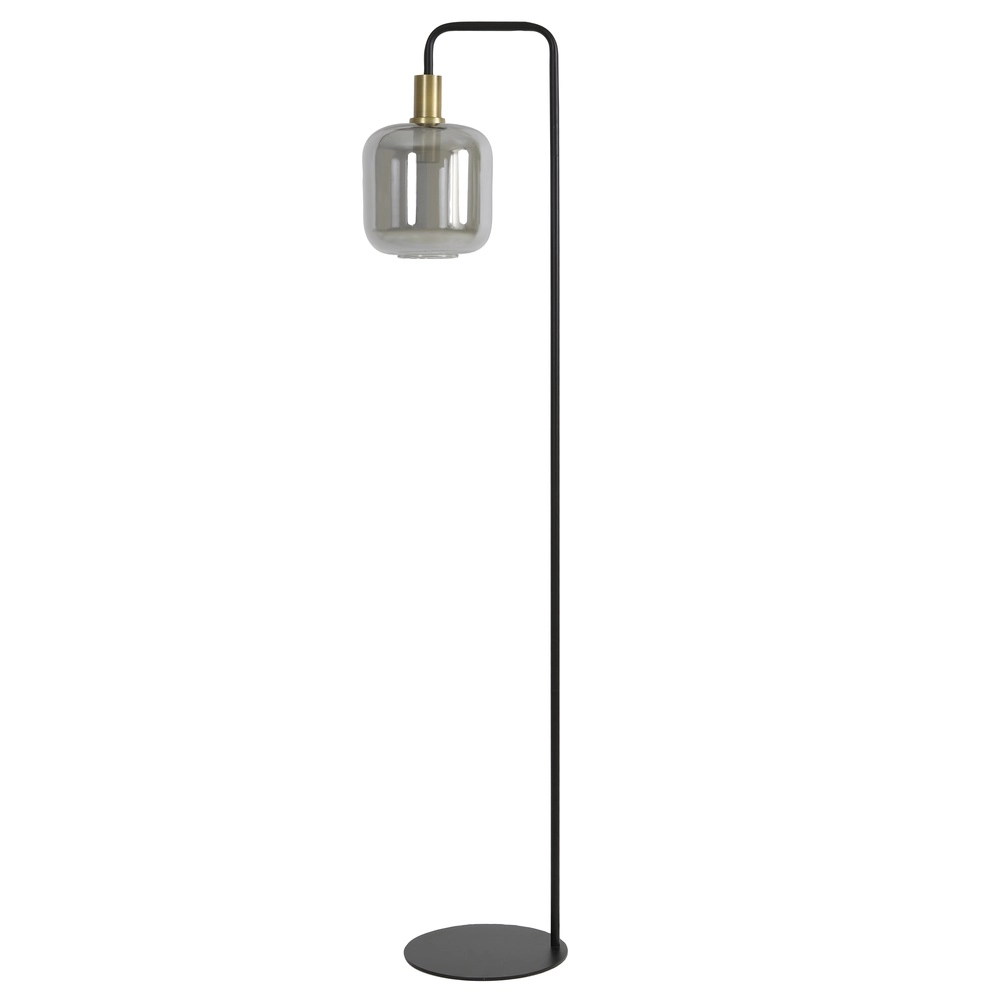 Floor lamp Lekar with smoke glass and gold