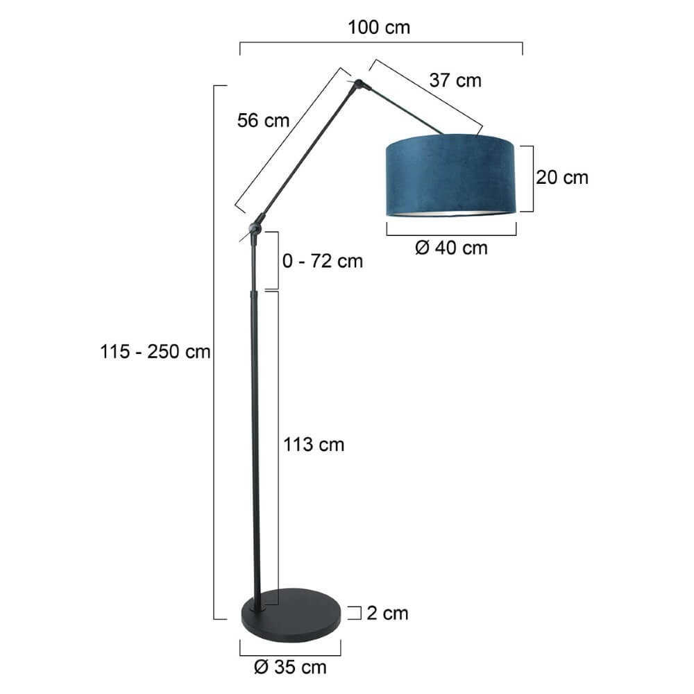 Black floor lamp Prestige Chic with blue hood Steinhauer 8712746147278