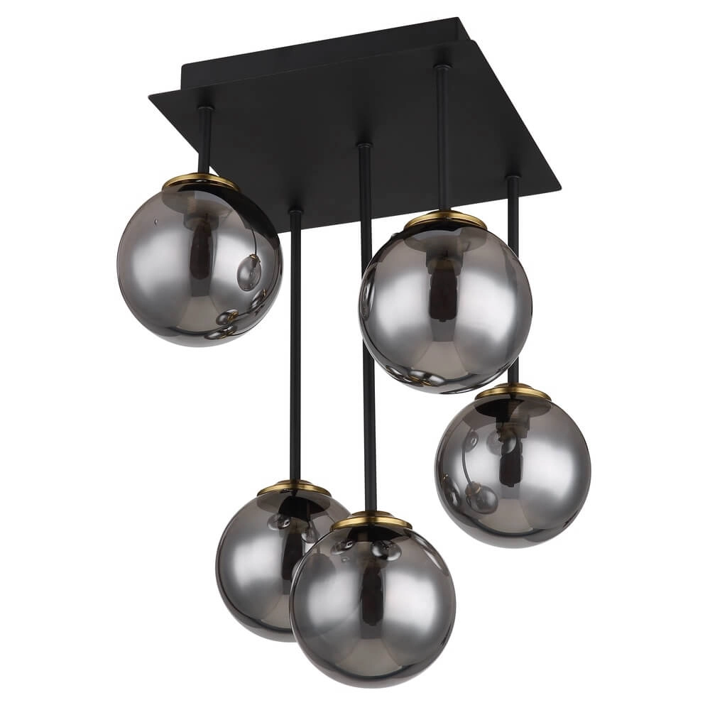 Black ceiling lamp Jorge Sphere Smoke Glass 5-lights Globo 9007371431199