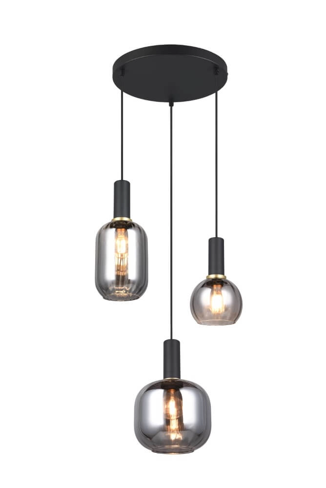 Dining room pendant lamp Diva 3-light - smoke glass Trio 4017807614565