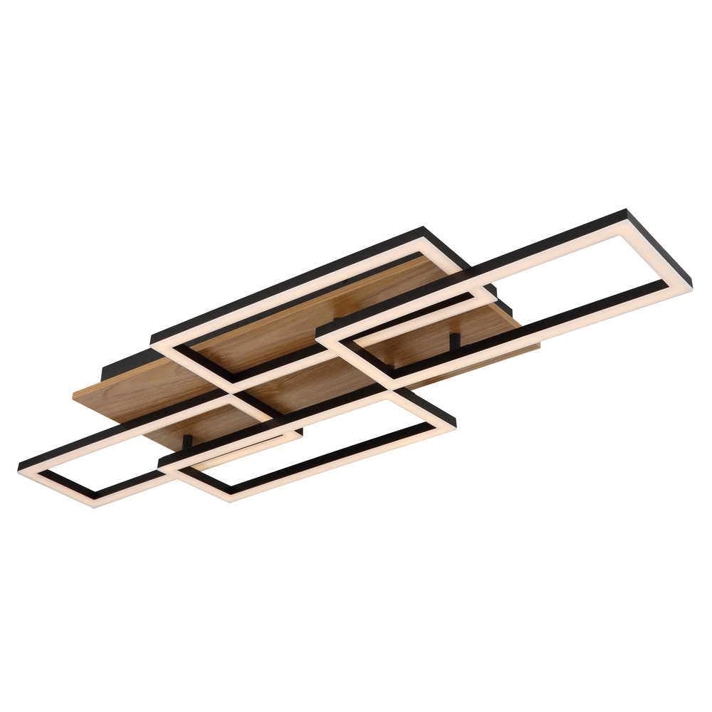 Design ceiling lamp Jeffry black with wood Globo 9007371533824