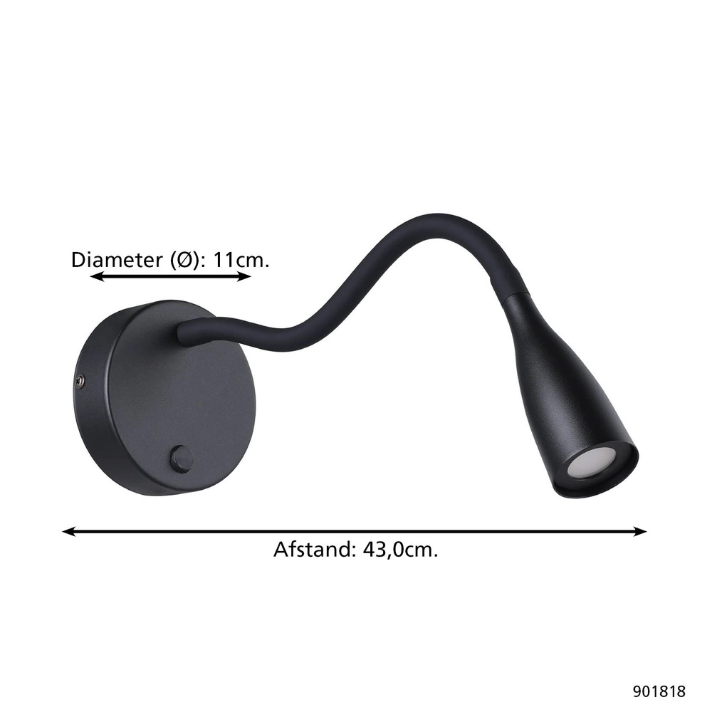 Bedside lamp Olivandino Flexible Black Eglo 9008606347766