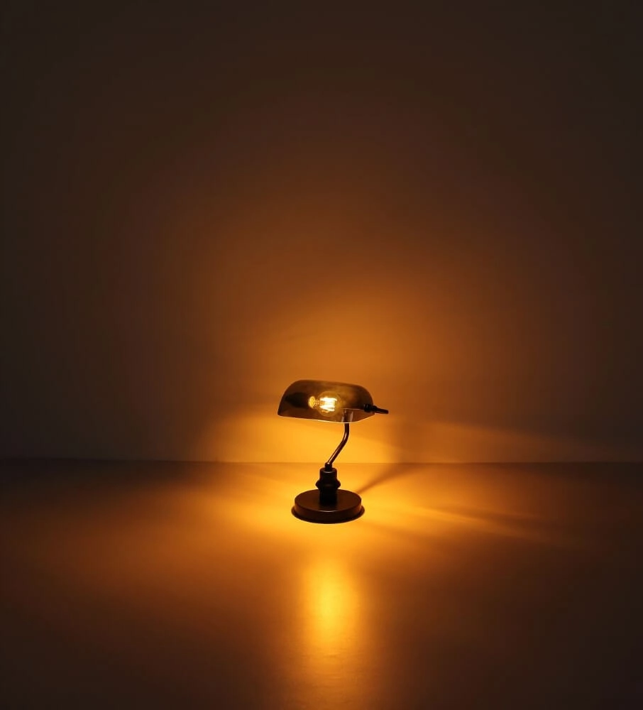 Black desk lamp Antique with smoke glass Globo 9007371457779