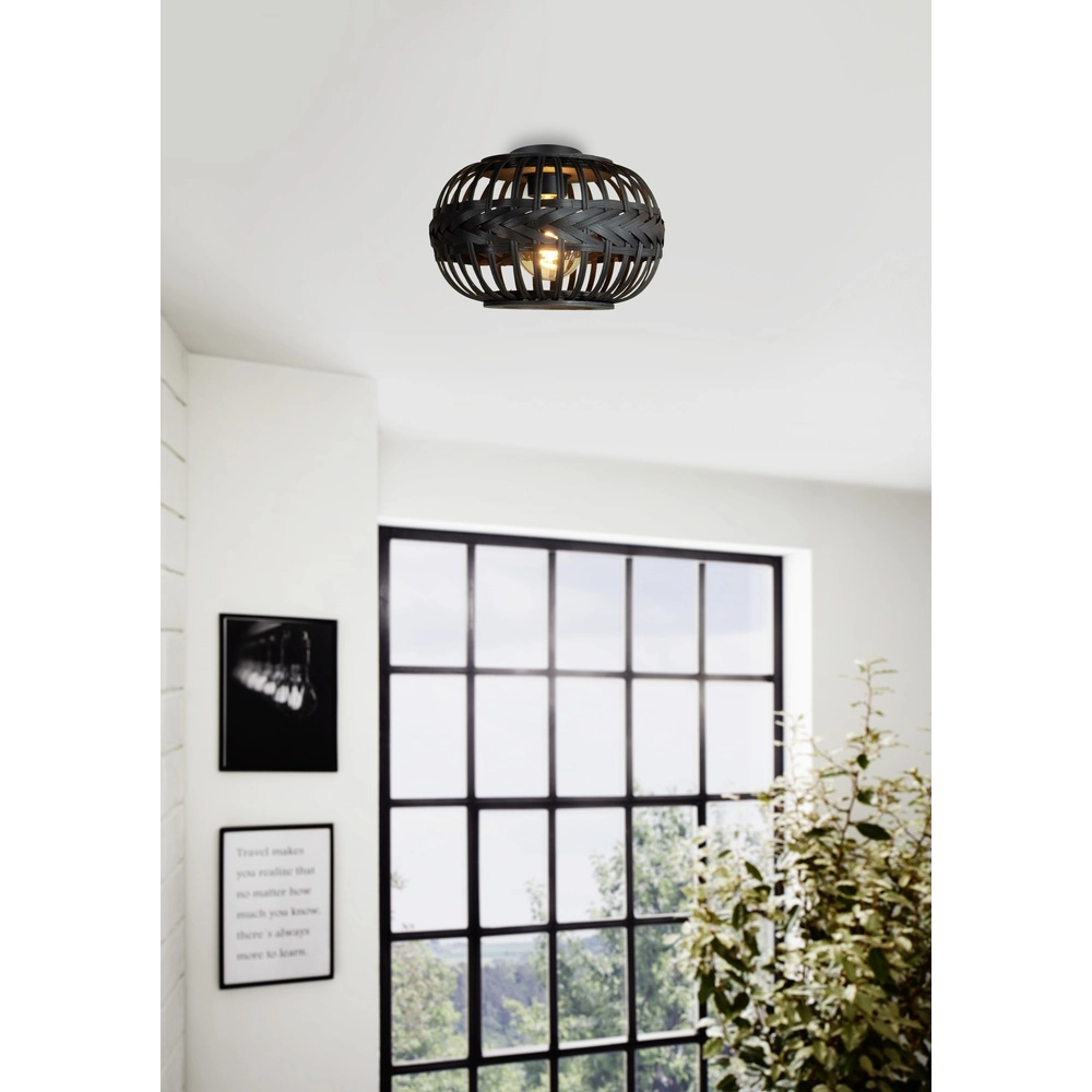 Black ceiling lamp Towcester Ø 38cm - wood Eglo 9002759439125