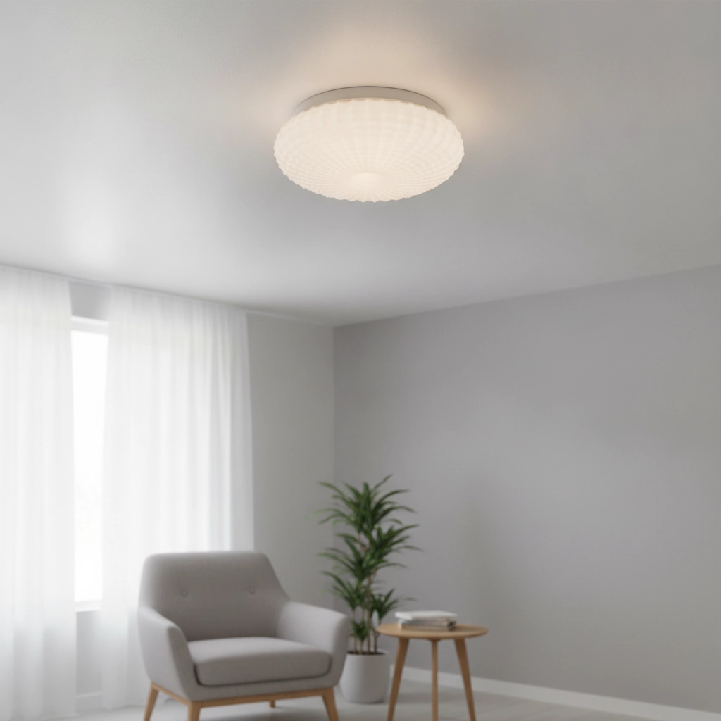 Ceiling lamp Clam white glass