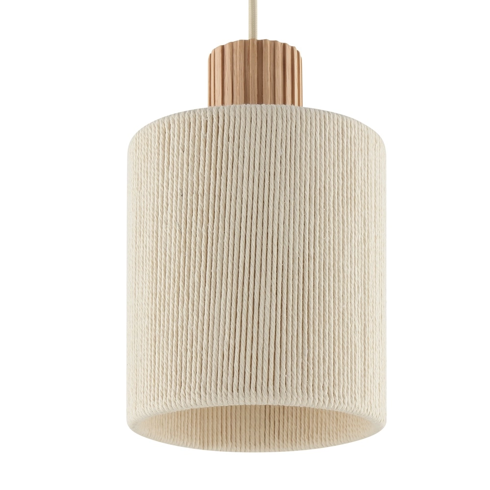 Beige pendant lamp Arlo with wood japandi Ø 40cm 3-lights