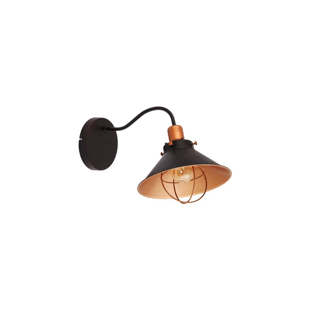 Rural wall lamp Garret brown with copper