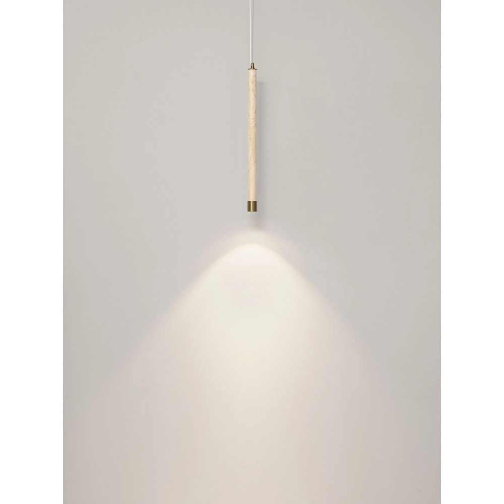 Modern pendant lamp Muse Gold with sand brown travertine Lyora 5212017495792