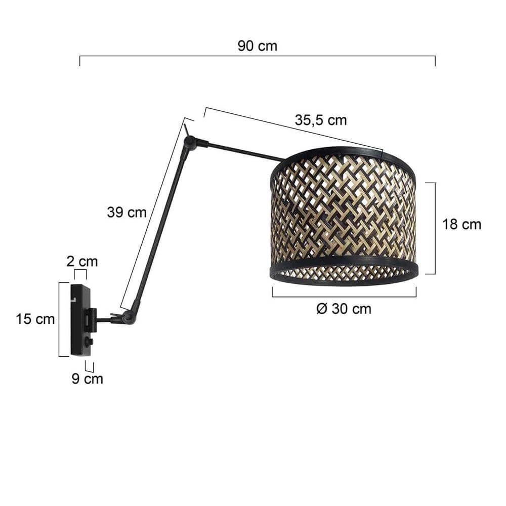 Wall lamp Prestige Chic black with bamboo shade Steinhauer 8712746172935