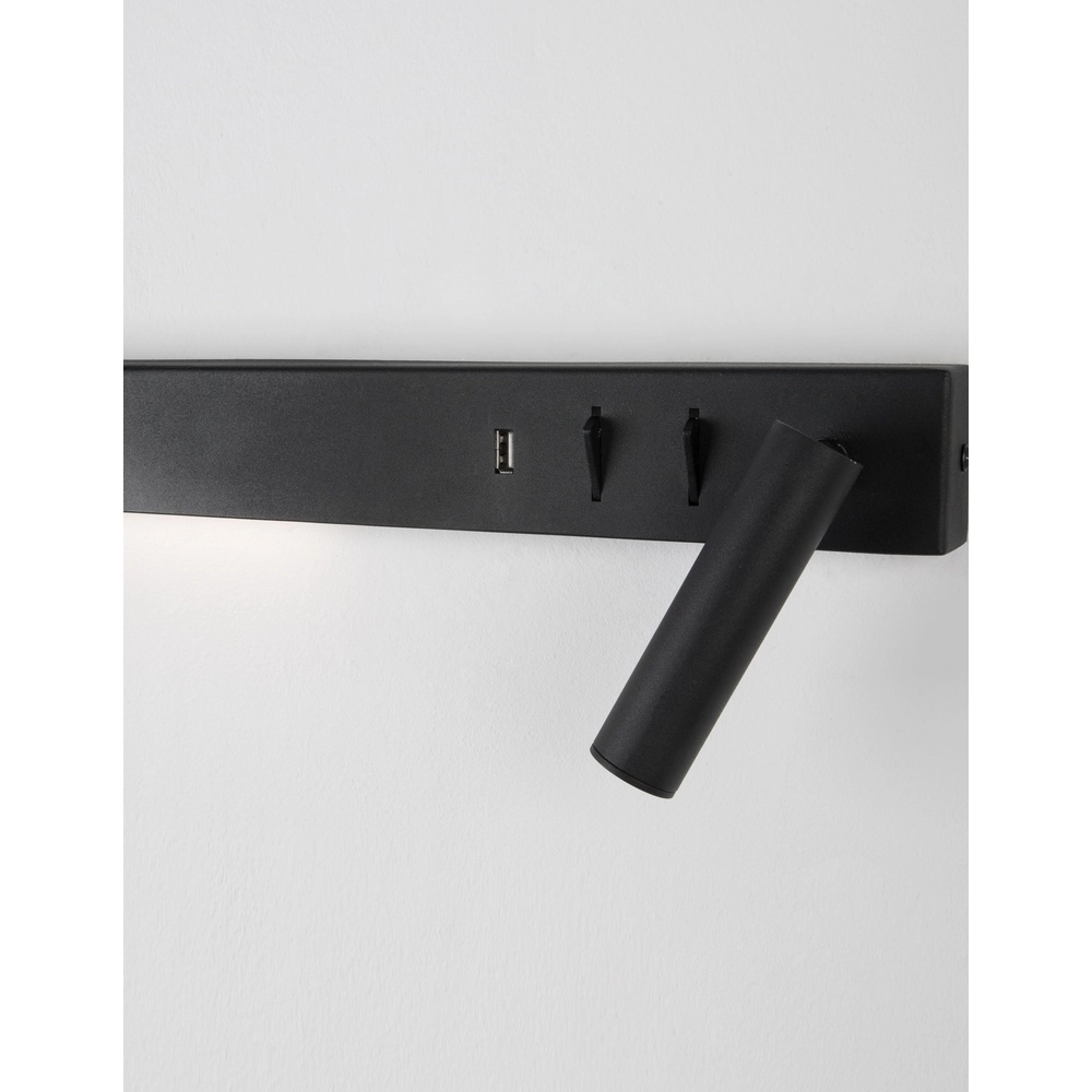 Bedside lamp Vida Right Black with USB Lyora 5212017427854