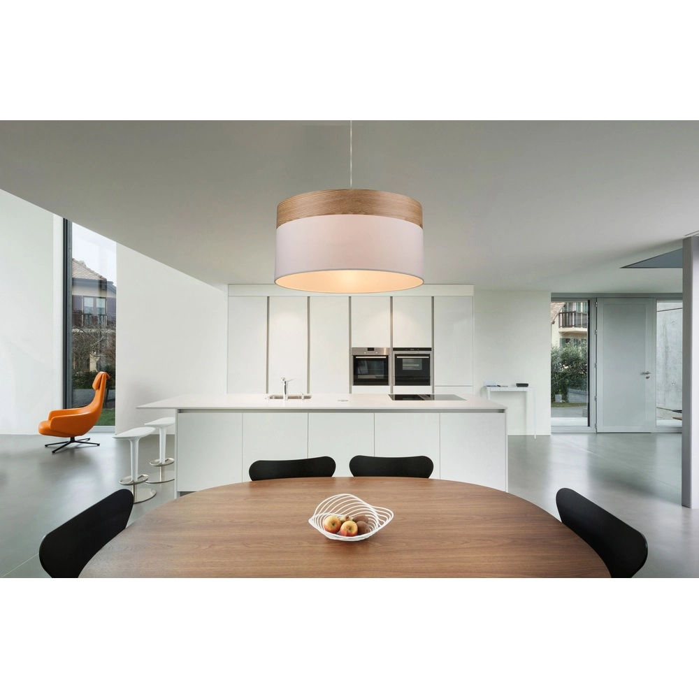 Pendant lamp Chipsy with wood look Ø 40cm Globo 9007371328826