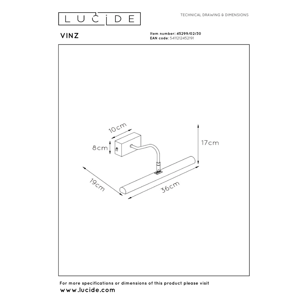 Picture lamp Vinz Black Lucide 5411212452191