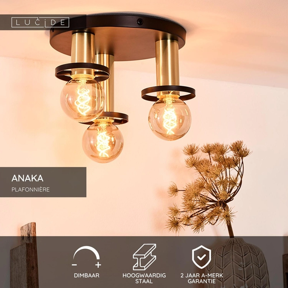 Design ceiling lamp Anaka 3-light Ø 30cm Lucide 5411212451064