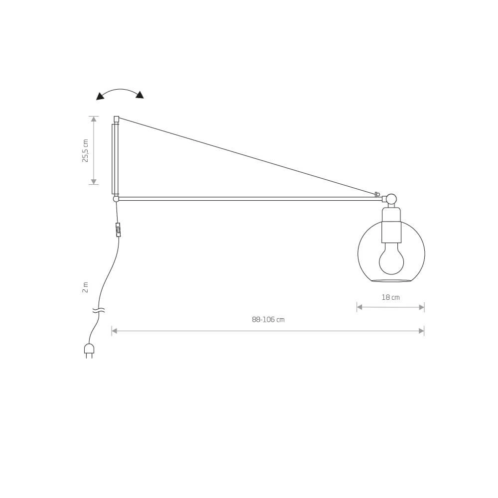 Wall lamp Crane with glass ball Lyora 5903139937498