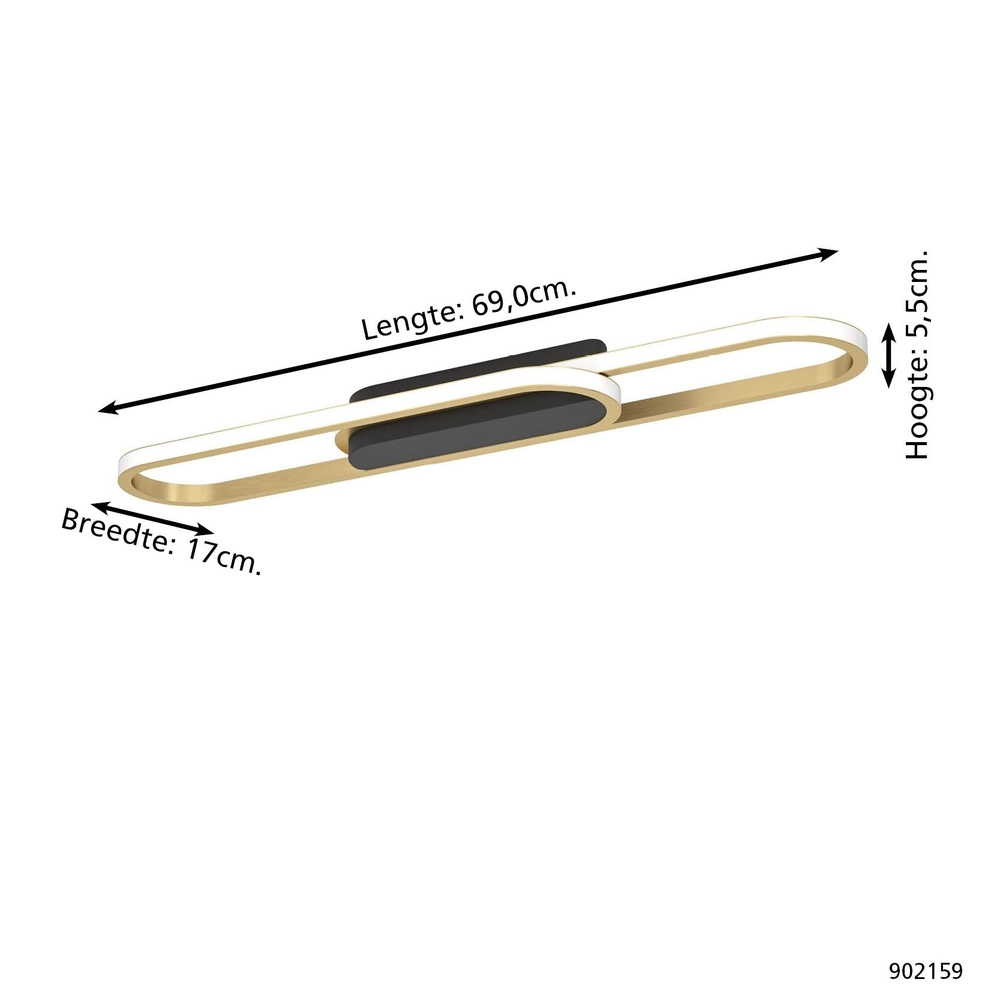 Sleek ceiling lamp Conivarena black with gold Eglo 9008606357116
