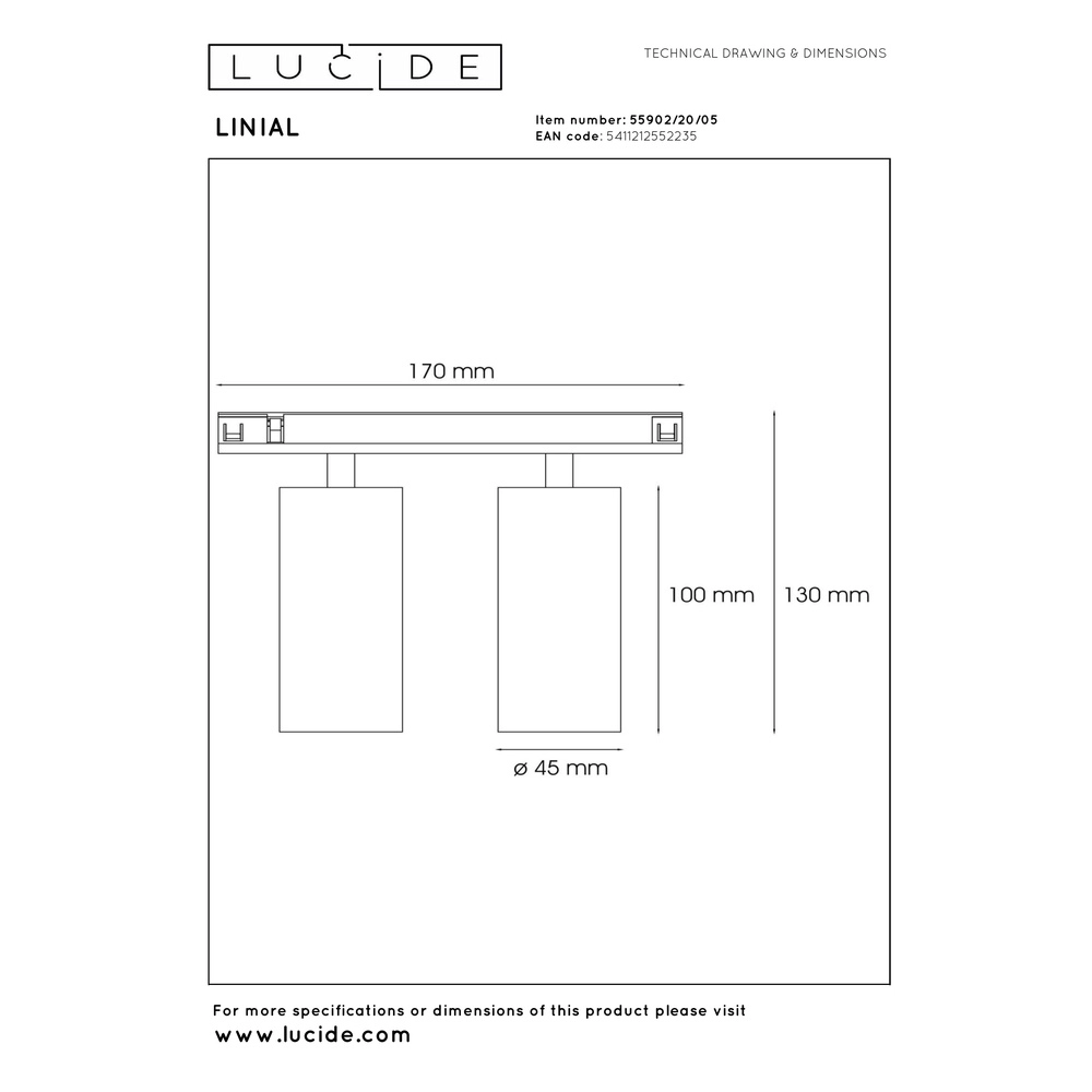 1-fase railspot Linial Moxx champagne Premium by Lucide 5411212552235