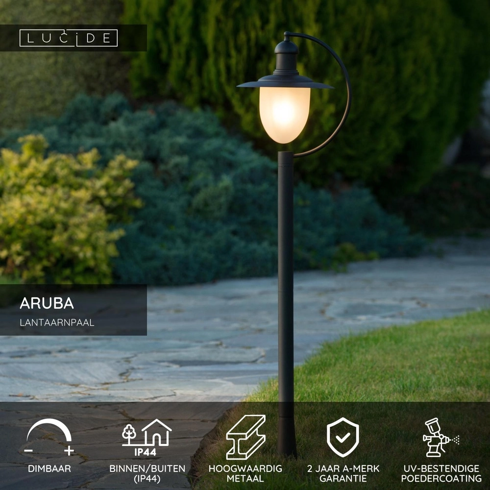 Country lantern Aruba black Ø 25cm Lucide 5411212113559