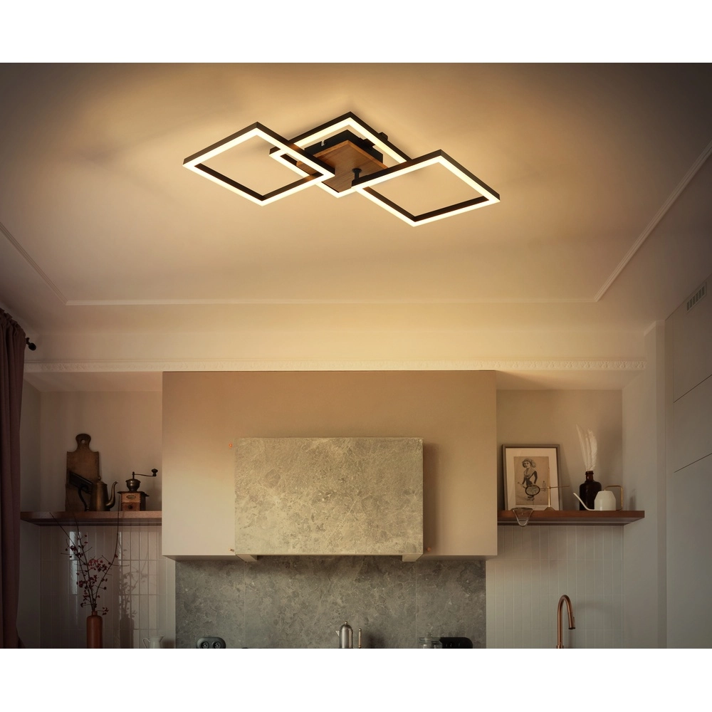 Ceiling lamp Kerry black with wood look Globo 9007371443222