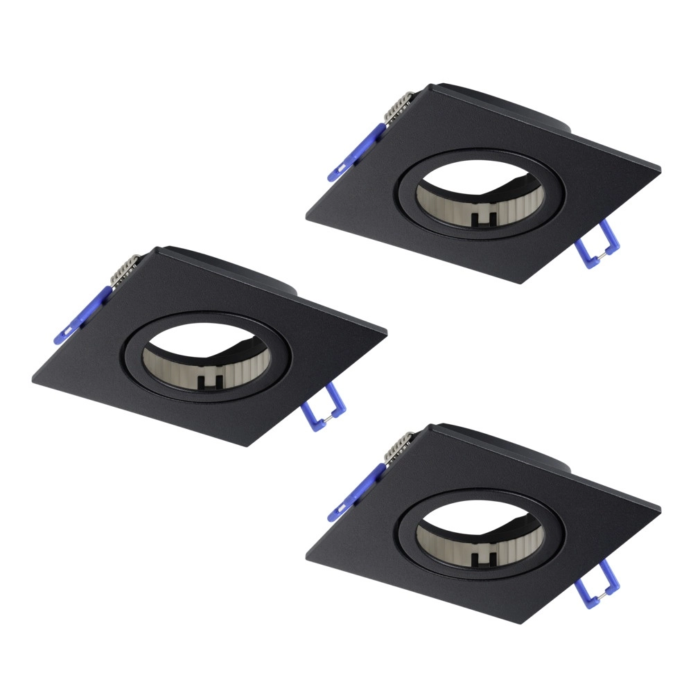 Set of 3 recessed spotlights Saliceto square black 6.4W Eglo 9008606358946