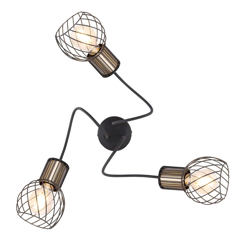 Ceiling lamp Argusto 3-light black Globo 9007371393718
