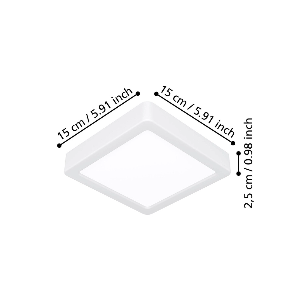 Led ceiling light Fueva 6 Square - White - 15x15cm Eglo 9008606330188