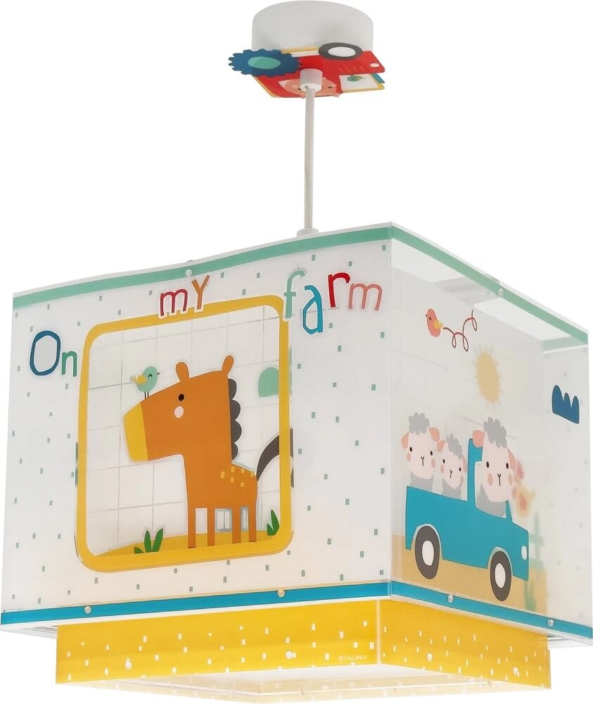 Children's room pendant lamp My Farm yellow with white Dalber 8420406634029