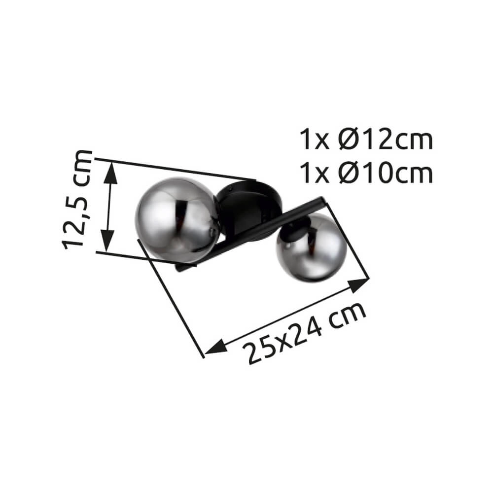 Black wall lamp Riha 2-light Globo 9007371434237