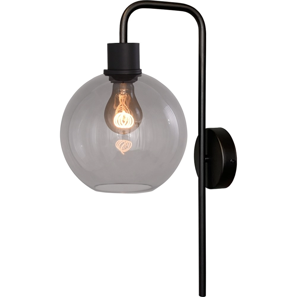 Wall lamp Lazise black with smoke glass