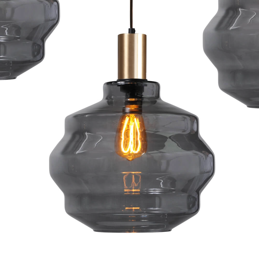 5-light hanging lamp - gold - Porto with Ball smoke glasses - Ø 30cm Masterlight 8718121270166