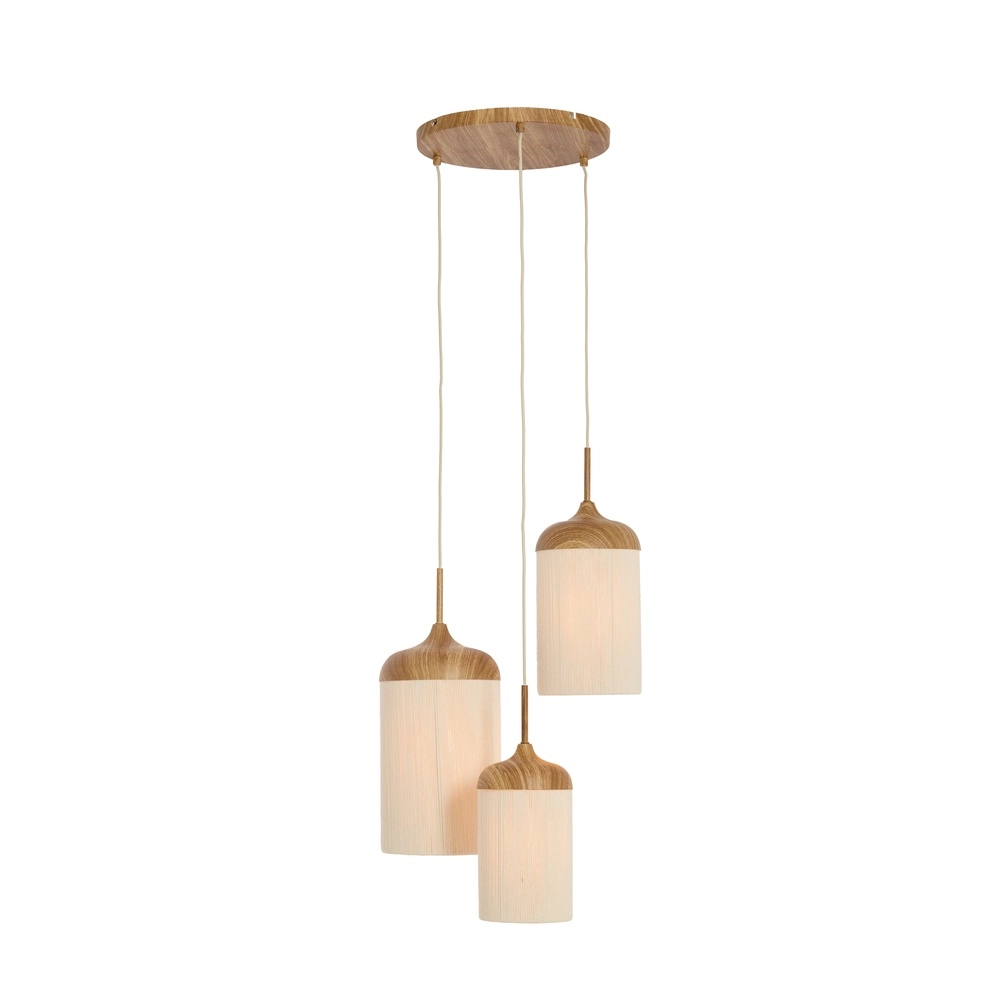 3-light pendant lamp Danialo light brown with rope Light & Living 8717807816728