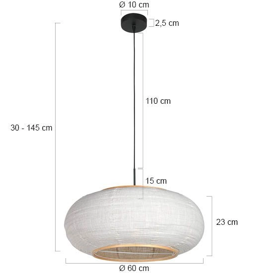Pendant lamp Silva Alba with white shade Ø60cm Steinhauer 8712746185355