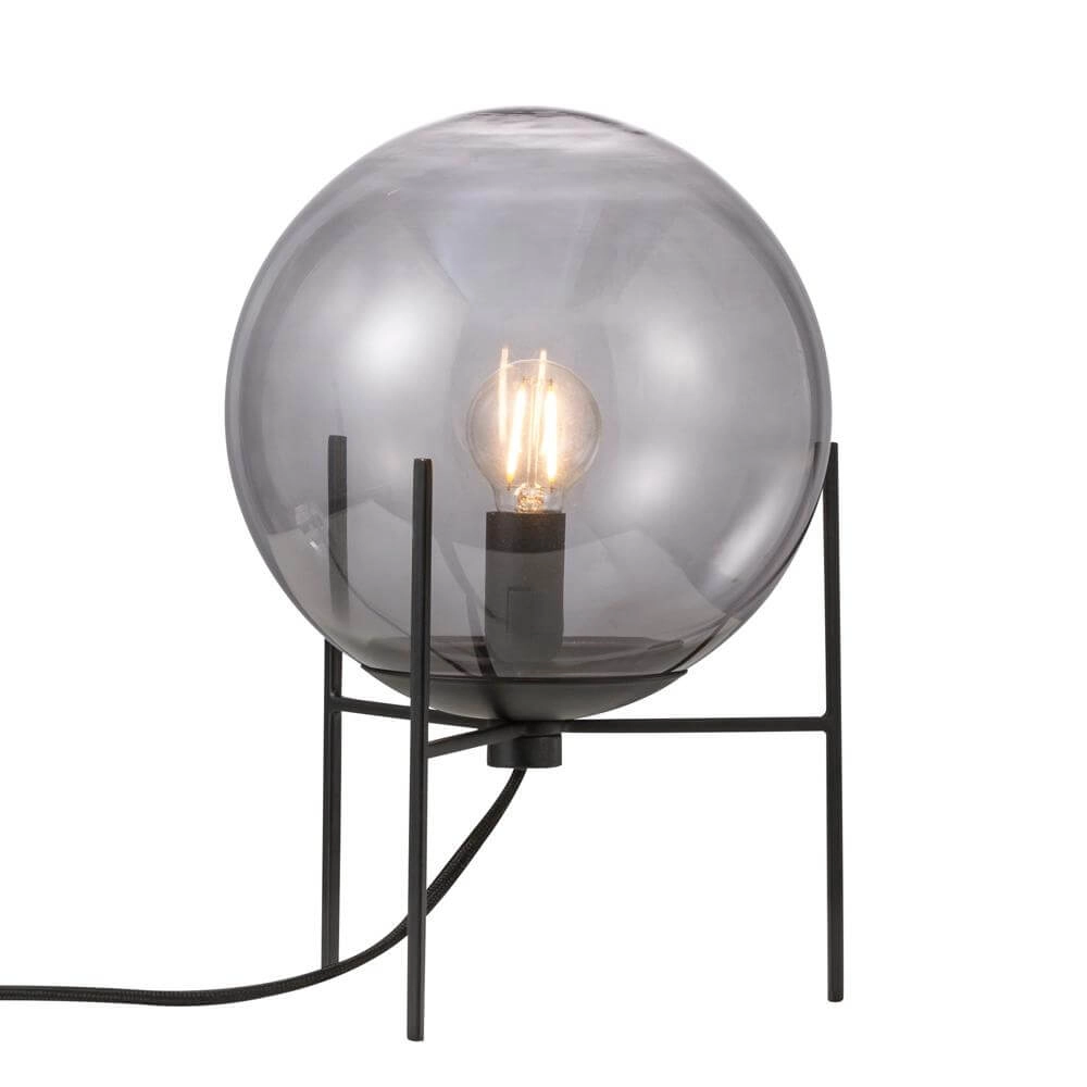 Glass table lamp Alton black with smoke glass