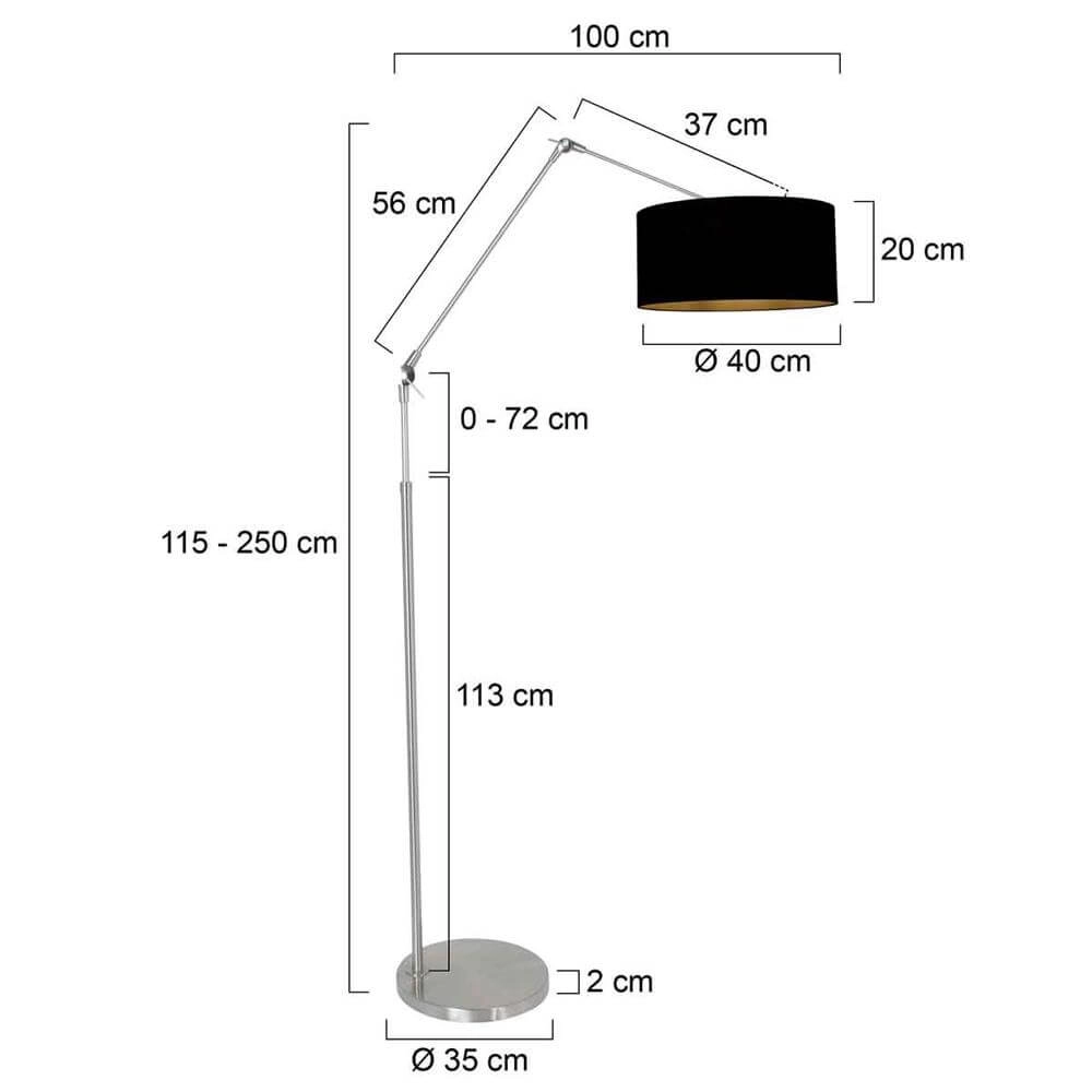 Floor lamp Prestige Chic metal with black shade Steinhauer 8712746175592