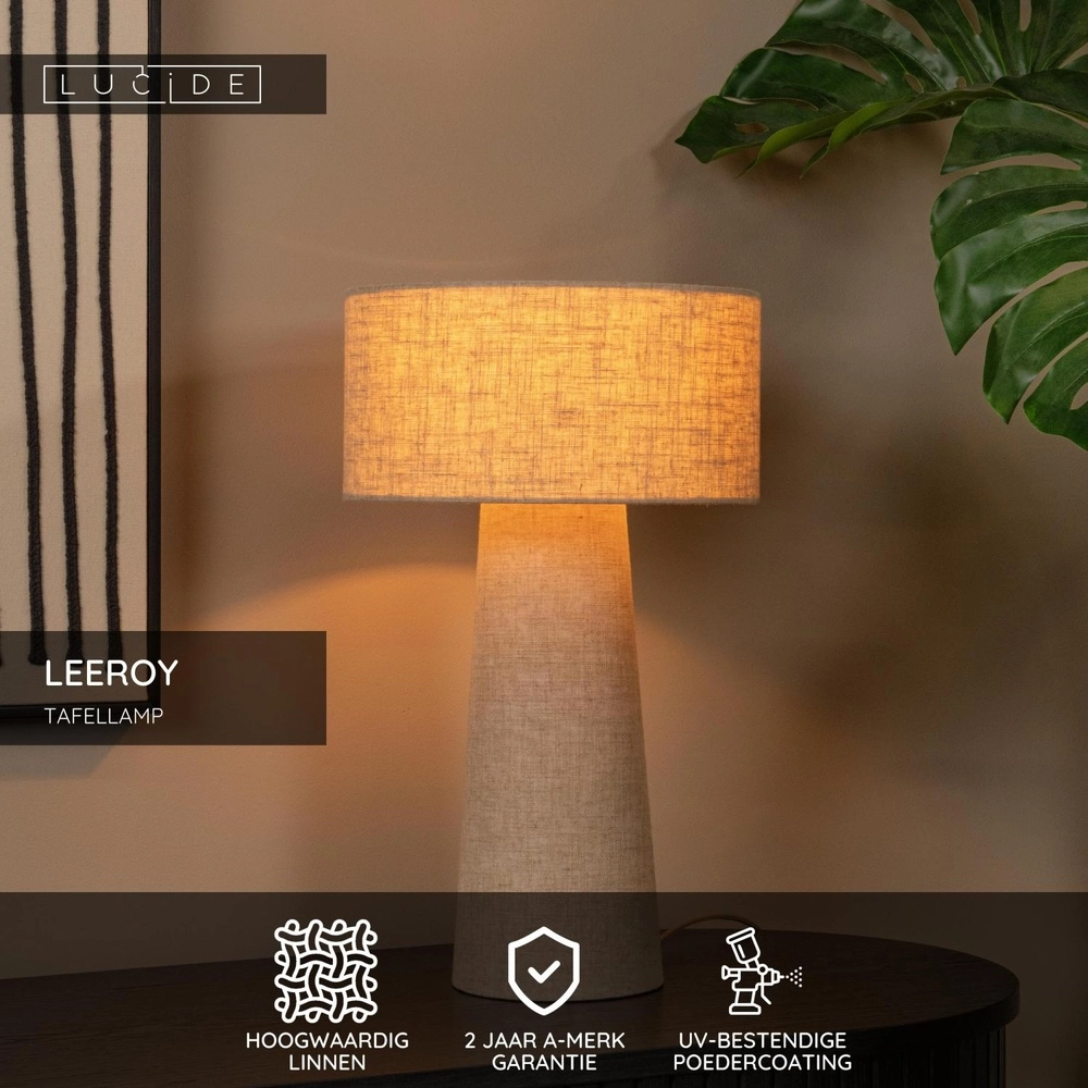 Table lamp Leeroy taupe Ø 30cm Lucide 5411212032119