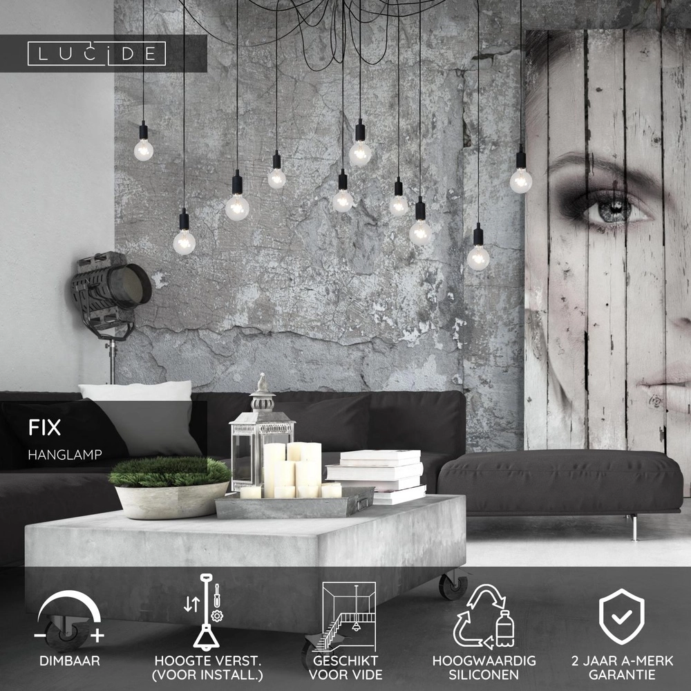 10-light pendant lamp black Fix suitable for loft Lucide 5411212082718