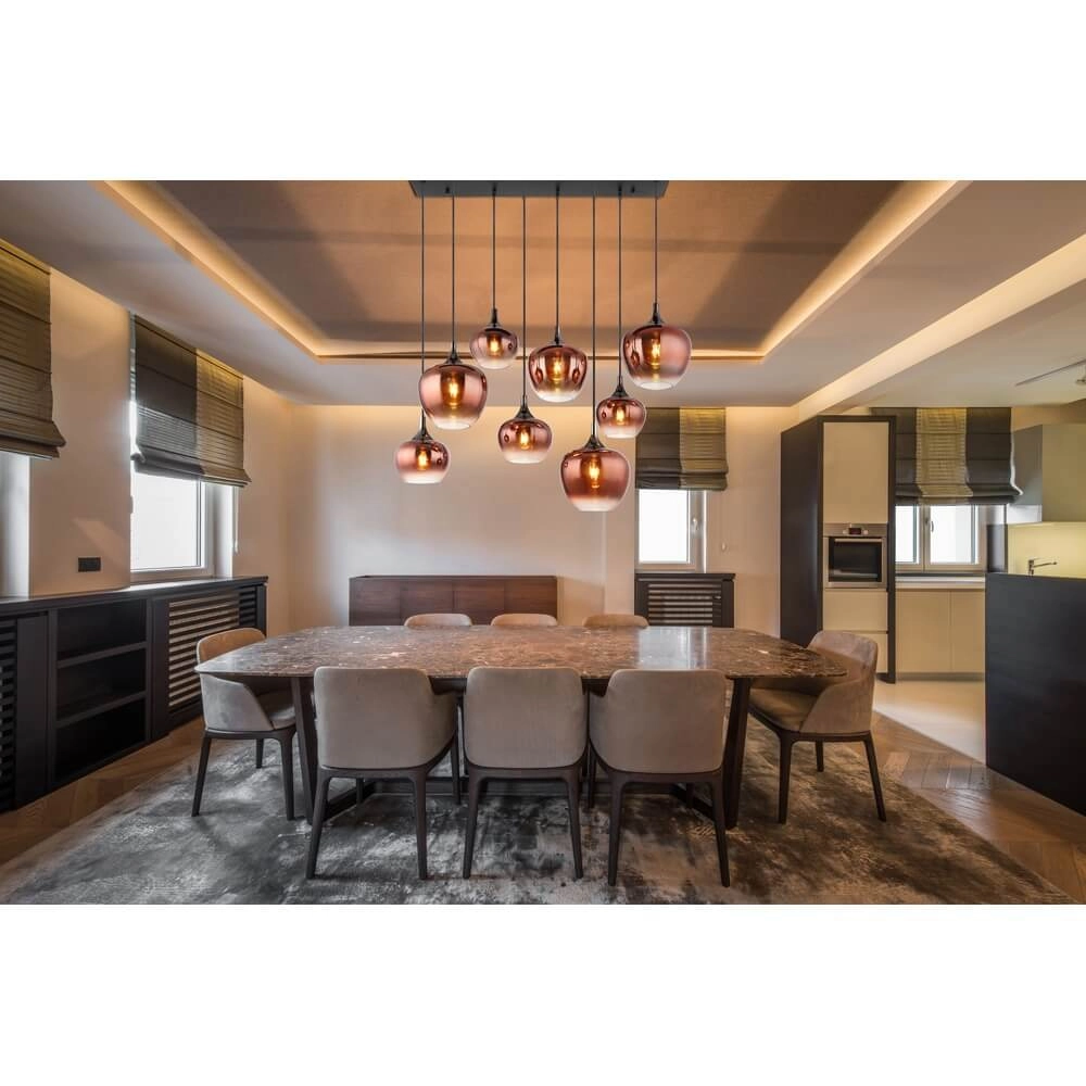 Black pendant lamp Maxy with red glass 8-lights Globo 9007371453986