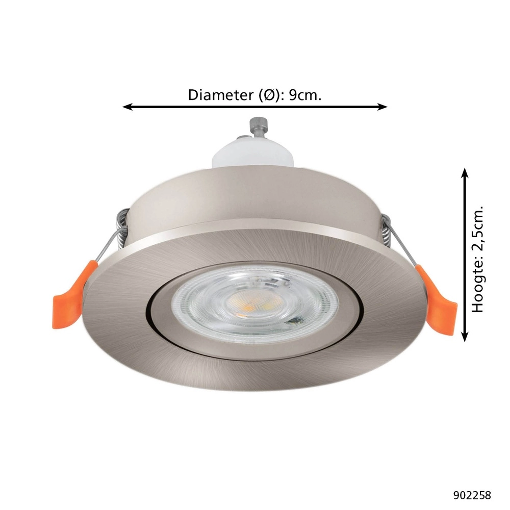 Recessed spotlight Barranco nickel Ø 9cm - 4,5W - 4000K Eglo 9008606359356