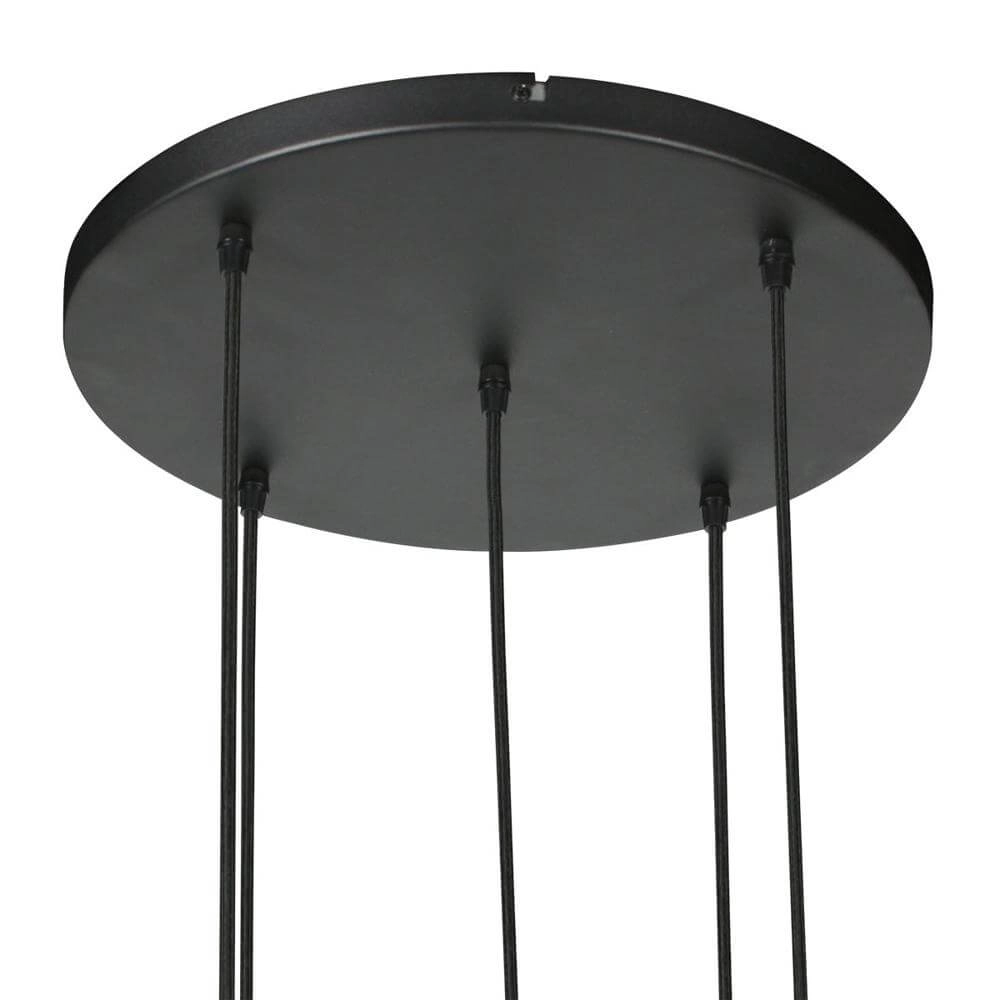 5-light pendant lamp HaloSwap round black and black caps Steinhauer 8712746179637