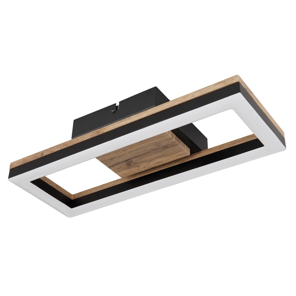 Ceiling lamp Beatrix Rectangle black with wood Globo 9007371454402
