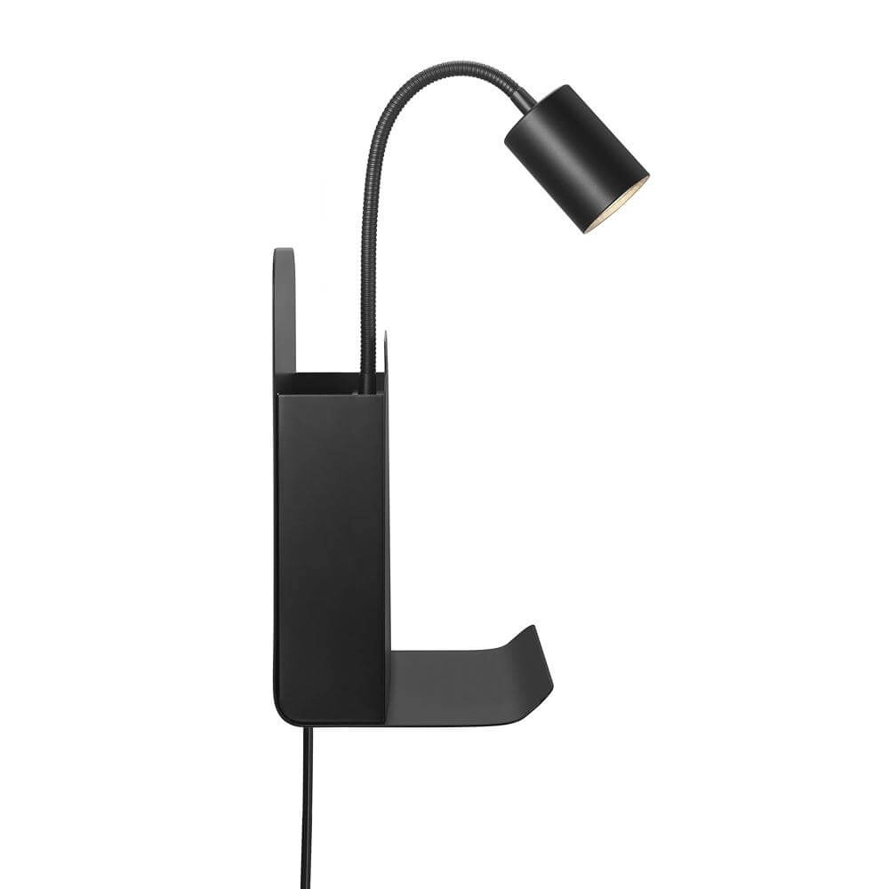 Black wall lamp Roomi with USB connection Nordlux 5704924005664